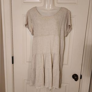 Umgee boho linen beige tan sundress cover up dress open back XL